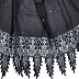 Moti and diamond studded hijab designed with black stripes - Black